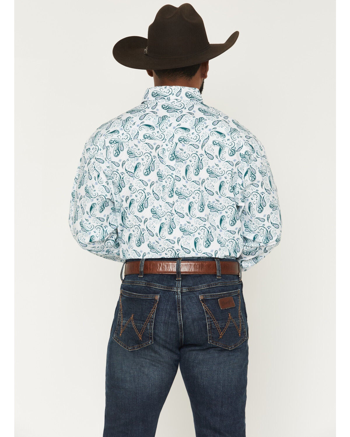 Image #4 - George Strait by Wrangler Men's Paisley Print Long Sleeve Button-Down Stretch Western Shirt, White, hi-res