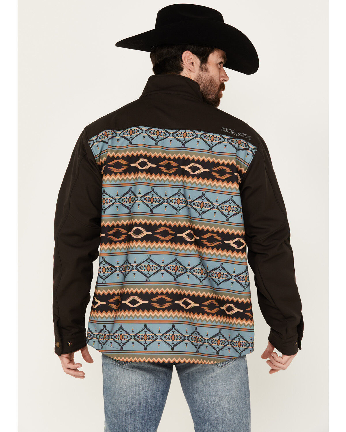 Image #4 - Cinch Men's Blocked Southwestern Softshell Jacket, Brown, hi-res