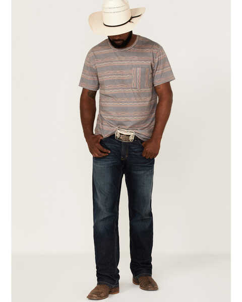 Image #2 - Rock & Roll Denim Men's Striped Short Sleeve Pocket T-Shirt, Charcoal, hi-res