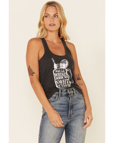 Blended Women's Wild Like Whiskey Sweeter Then Sweet Tea Graphic Tank Top, Charcoal, hi-res