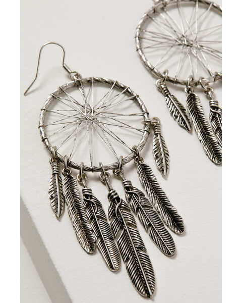 Image #2 - Shyanne Women's Wild Soul Dreamcatcher Fringe Hoop Earrings, Silver, hi-res