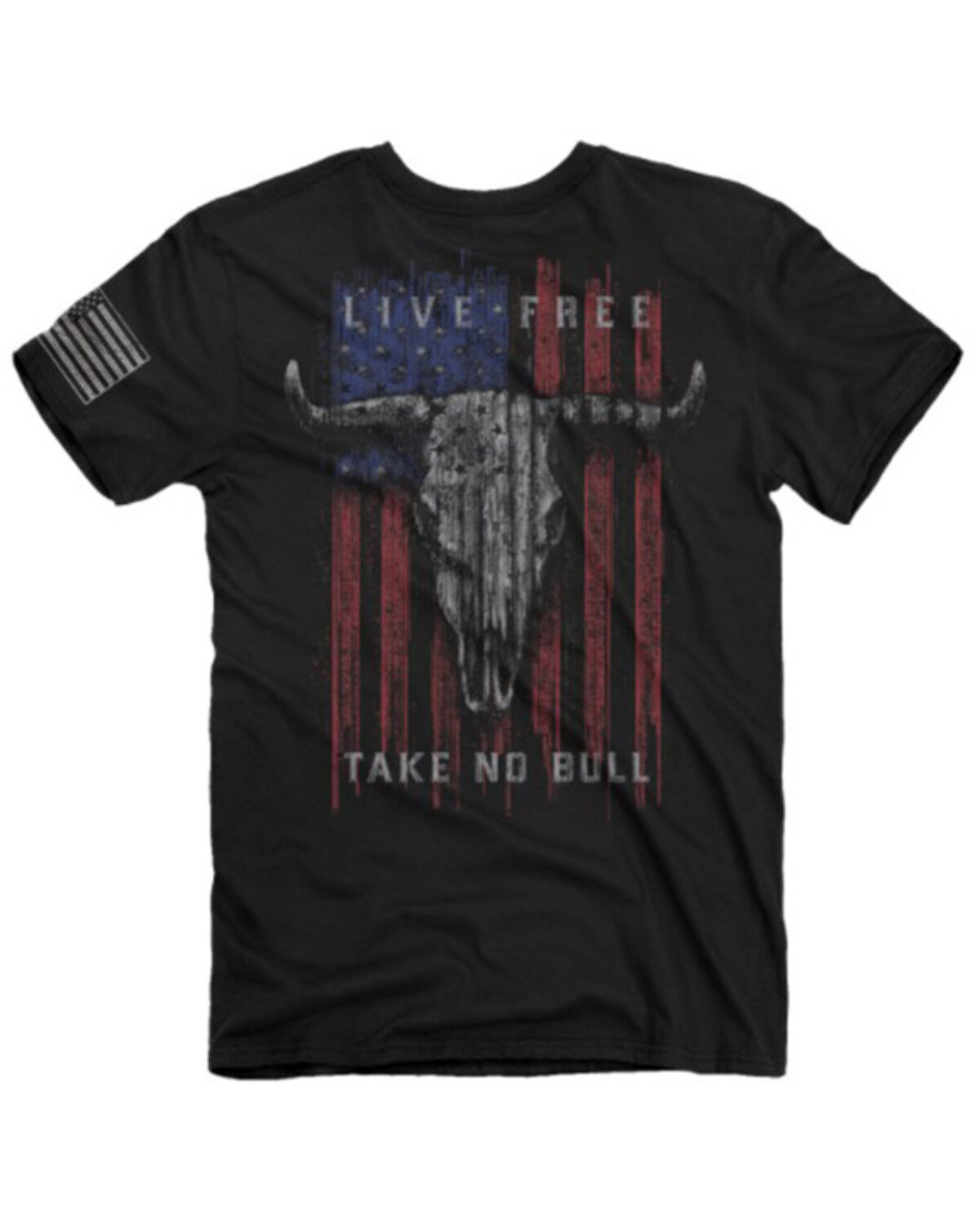 Image #2 - Buck Wear Men's Black Live Free Skull Graphic Short Sleeve T-Shirt, Black, hi-res