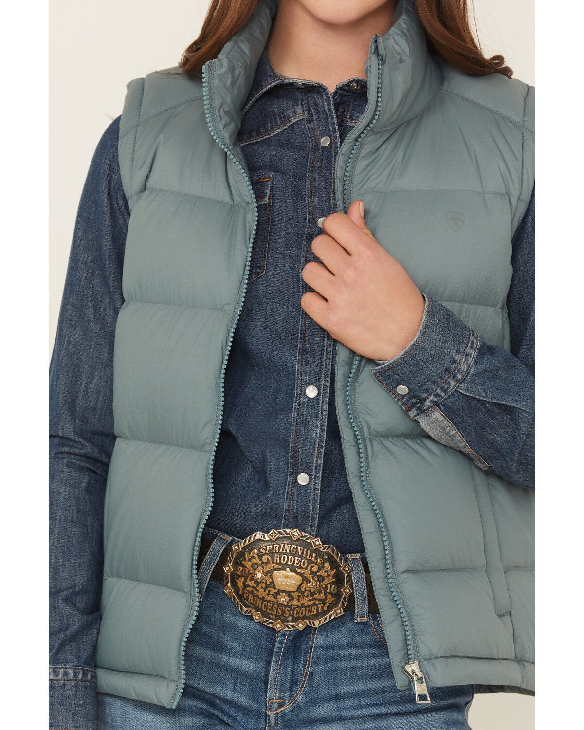Image #3 - Ariat Women's Ultradown Puff Vest, Green, hi-res