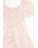 Image #2 - Yura Toddler Girls' Floral Print Short Puff Sleeve Dress, Pink, hi-res