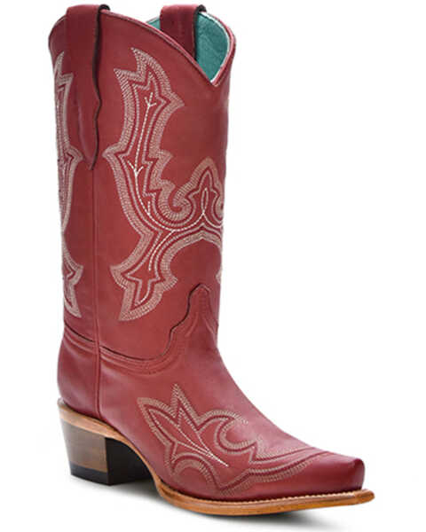 Corral Girls' Embroidered Western Boots - Snip toe , Red, hi-res