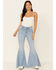 Image #1 - Grace in LA Women's Southwestern Flare Leg Jeans, Light Blue, hi-res
