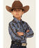 Image #2 - Ely Walker Boys' Southwestern Print Long Sleeve Snap Western Shirt, Blue, hi-res