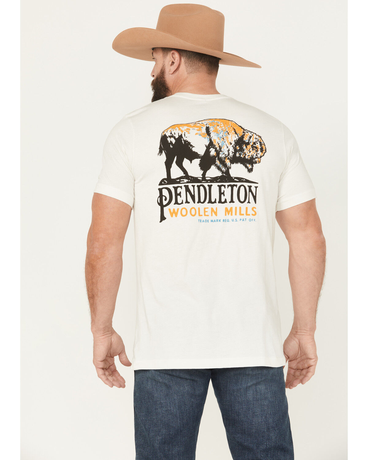 Image #1 - Pendleton Men's Bison Short Sleeve Graphic T-Shirt, Off White, hi-res