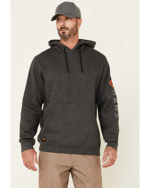Hawx Men's Primo Logo Fleece-Lined Work Hooded Sweatshirt , Dark Grey, hi-res