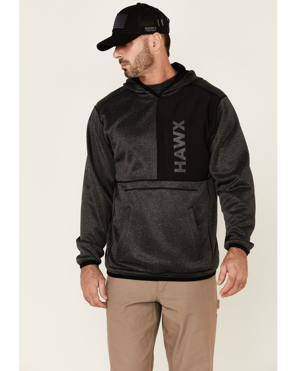 Image #1 - Hawx Men's Solano Reversible Thermal Fleece-Lined Hooded Work Sweatshirt, Black, hi-res