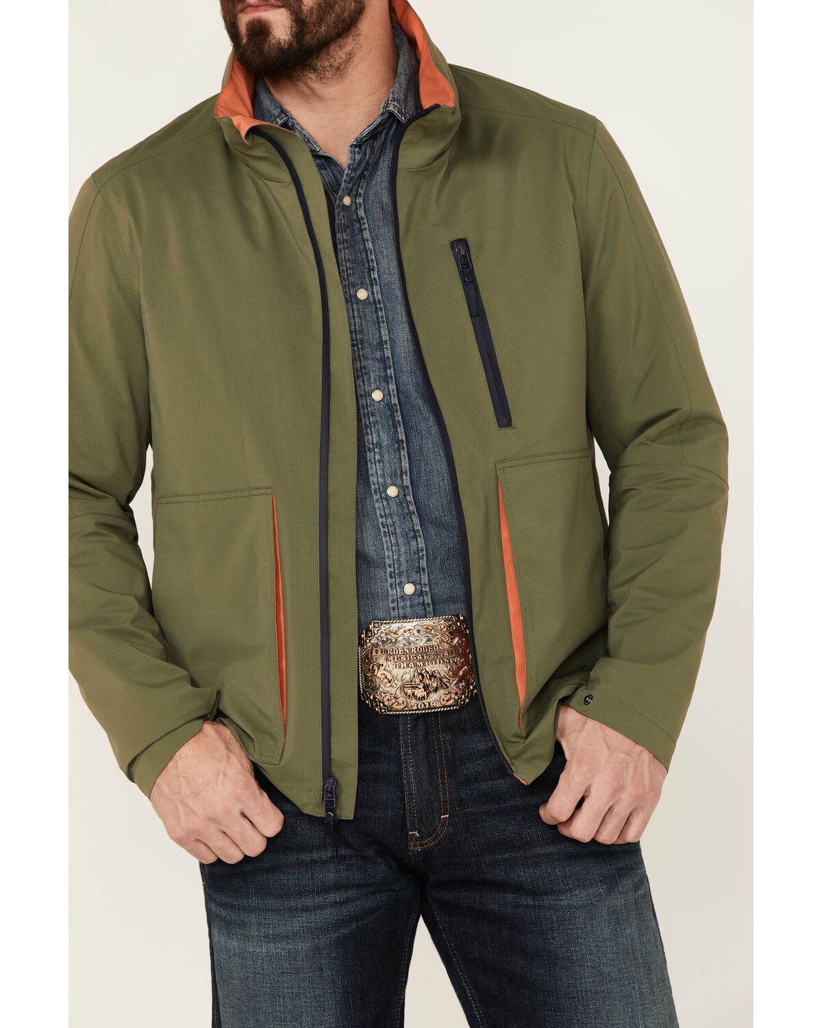Image #3 - Pendleton Men's Solid Outdoorsman Zip-Front Wind Breaker Jacket, Olive, hi-res