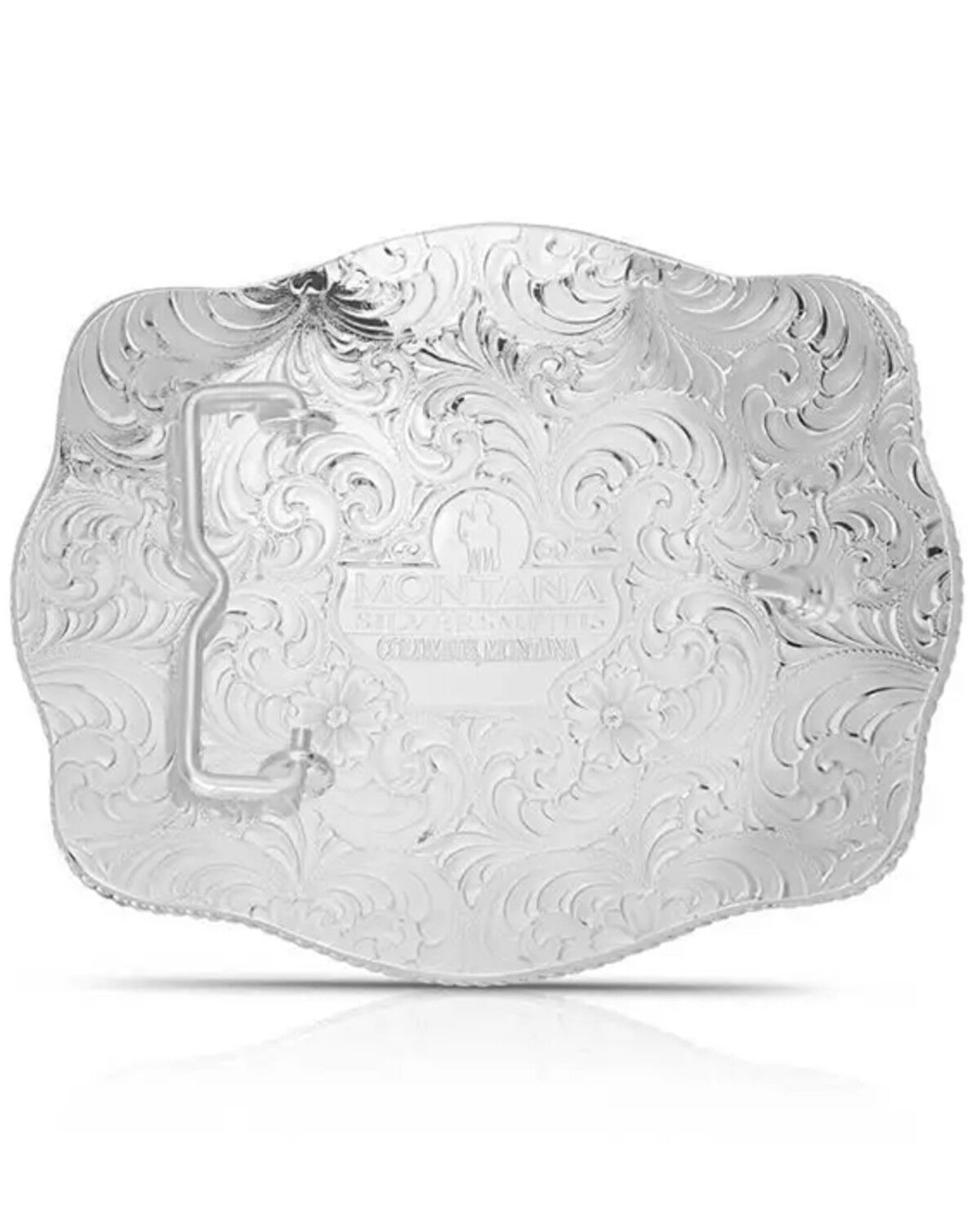 Image #2 - Montana Silversmiths Men's Extra Large Engraved Scalloped Buckle With Fighting Roosters, Silver, hi-res