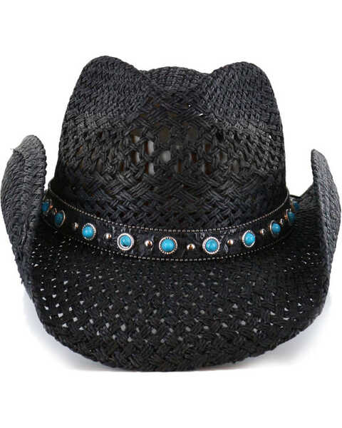 Shyanne Women's Alabama Straw Cowboy Hat, Black, hi-res