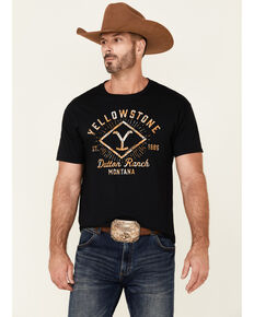 Paramount Network’s Yellowstone Men's Black Vintage Dutton Ranch Logo Short Sleeve T-Shirt , Black, hi-res