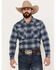 Image #1 - Pendleton Men's Wyatt Plaid Print Long Sleeve Western Snap Shirt, Dark Blue, hi-res