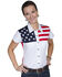 Image #1 - Scully Women's American Flag Print Short Sleeve Snap Top, White, hi-res