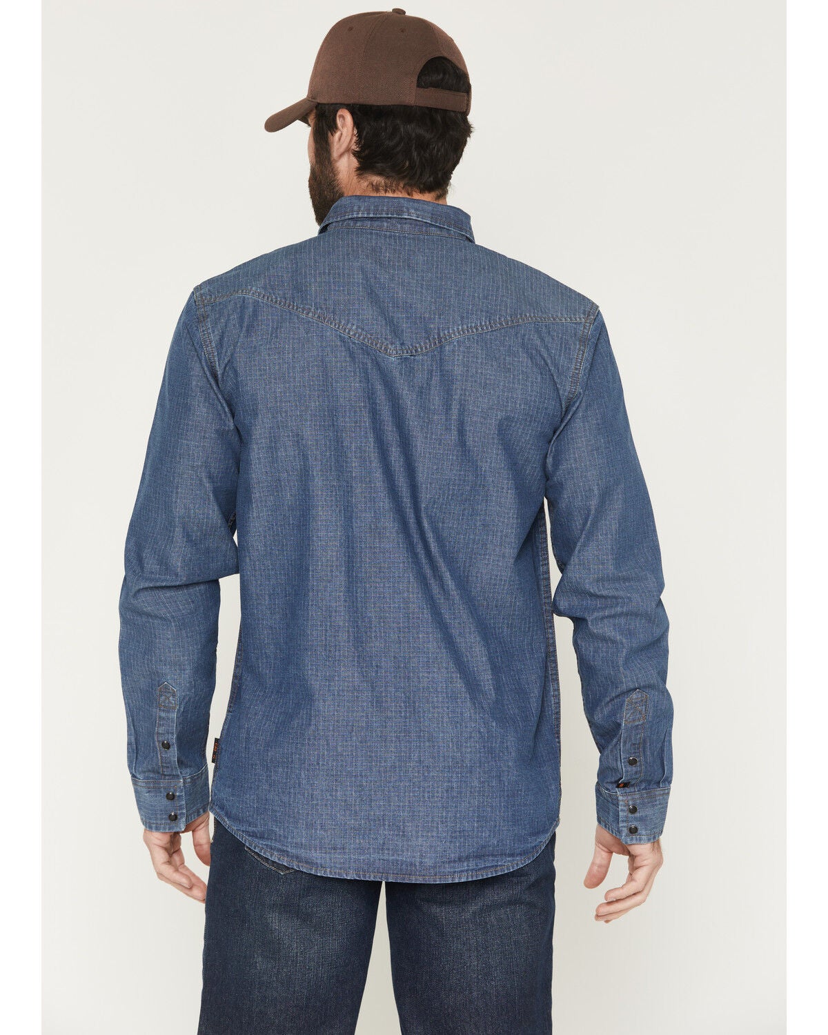 Image #4 - Cody James Men's FR Playa Ripstop Denim Long Sleeve Snap Work Shirt, Light Wash, hi-res
