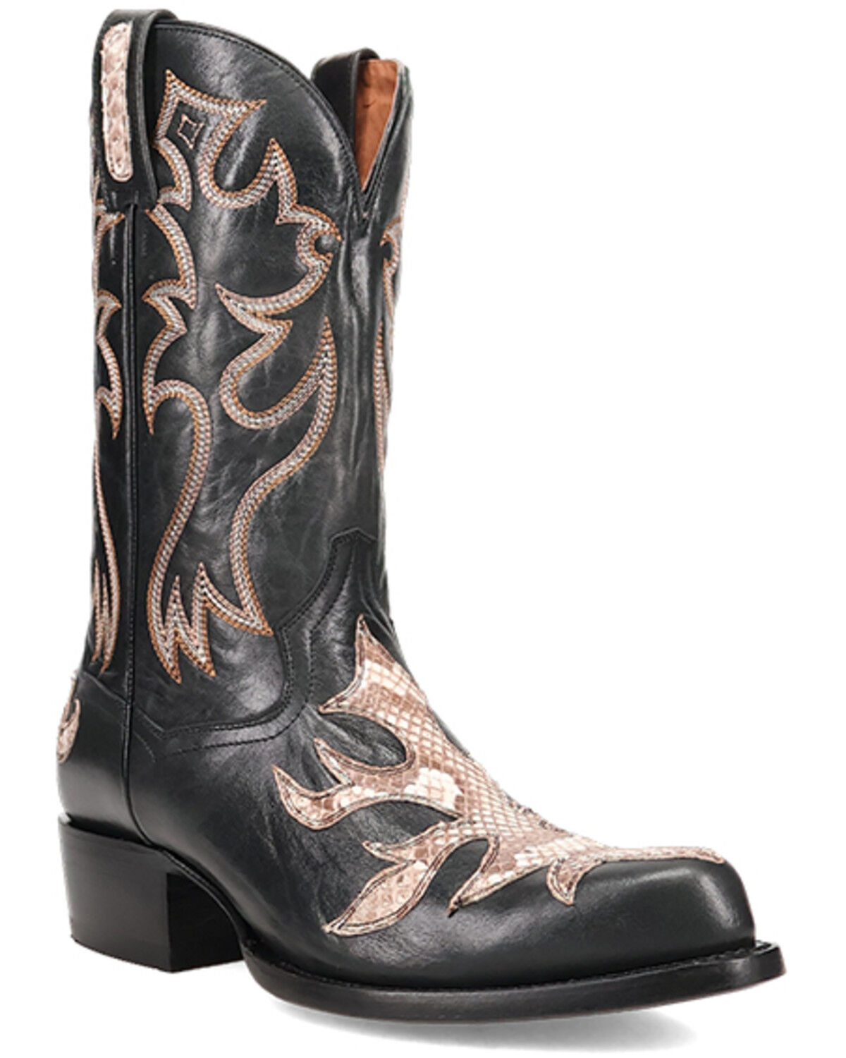 Image #1 - Dan Post Men's Exotic Snake Western Boots - Round Toe, Black, hi-res