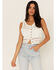 Image #2 - Cleo + Wolf Women's Crochet Floral Cropped Tank Top, Ivory, hi-res