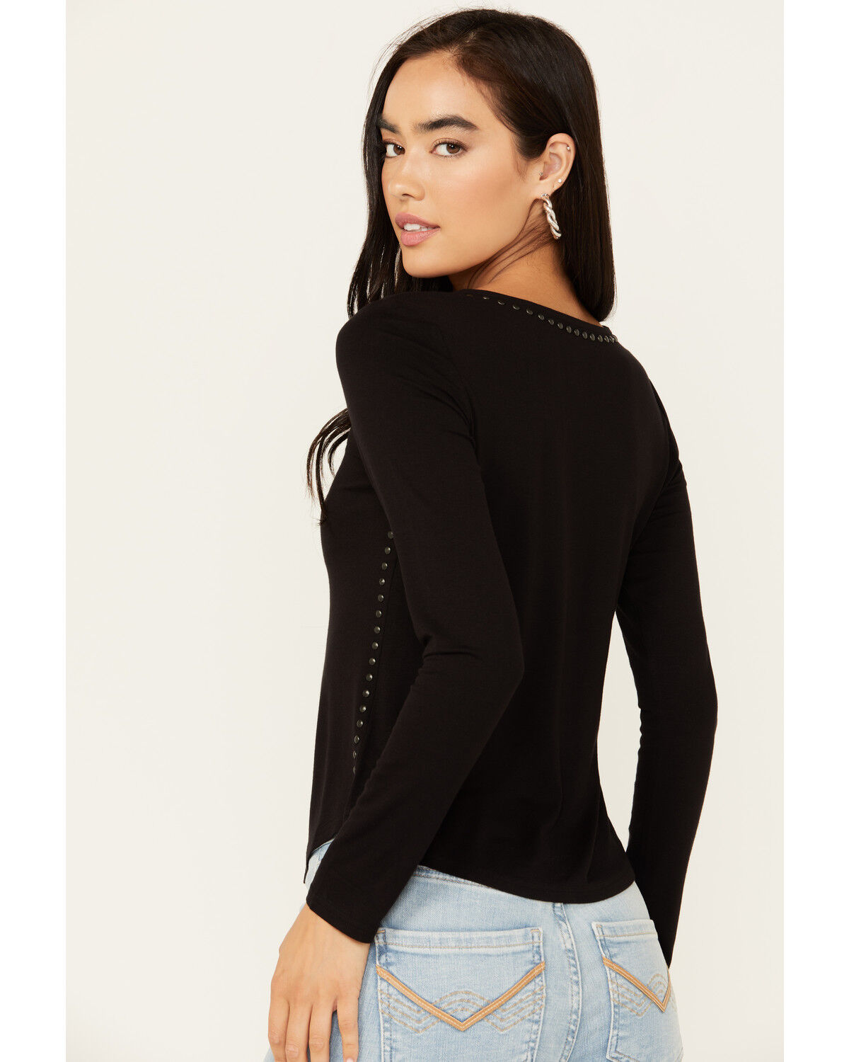Image #4 - Idyllwind Women's Thelma Long Sleeve Honky Tonk Top, Black, hi-res
