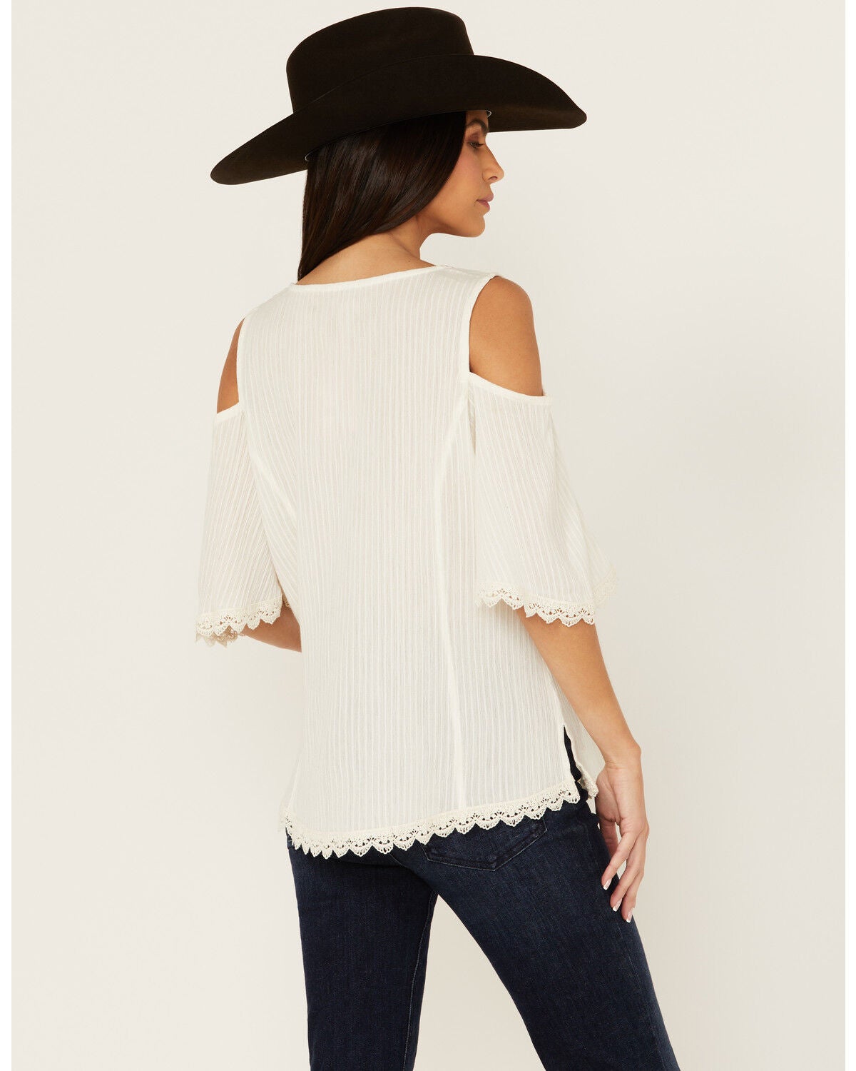 Image #4 - Shyanne Women's Short Sleeve Cold Shoulder Top, Cream, hi-res