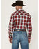 Image #4 - Wrangler Retro Men's Plaid Print Long Sleeve Snap Western Shirt, Burgundy, hi-res