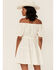 Image #4 - Shyanne Women's Eyelet Off Shoulder Side Button Mini Dress , White, hi-res