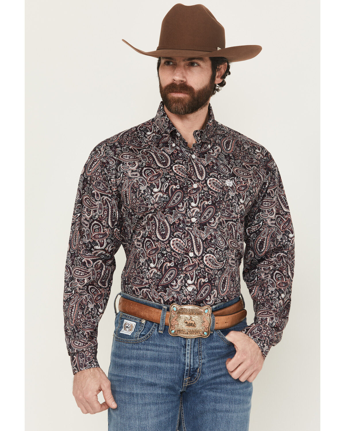 Image #1 - Cinch Men's Paisley Print Long Sleeve Button-Down Western Shirt, Multi, hi-res