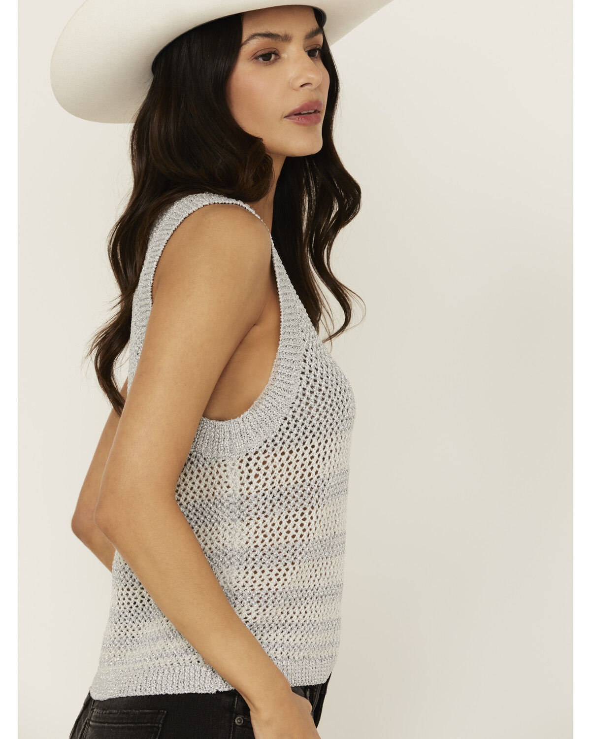 Image #2 - Sadie & Sage Women's Striped Sweater Tank, Grey, hi-res