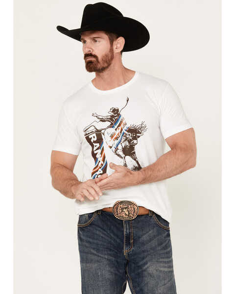 RANK 45® Men's Neil Holmes Bull Rider Short Sleeve Graphic T-Shirt, White, hi-res