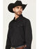 Image #2 - RANK 45® Men's Remming Solid Long Sleeve Snap Performance Western Shirt, Black, hi-res
