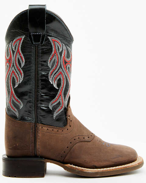 Image #2 - Old West Boys' Embroidered Western Boots - Square Toe, Brown, hi-res