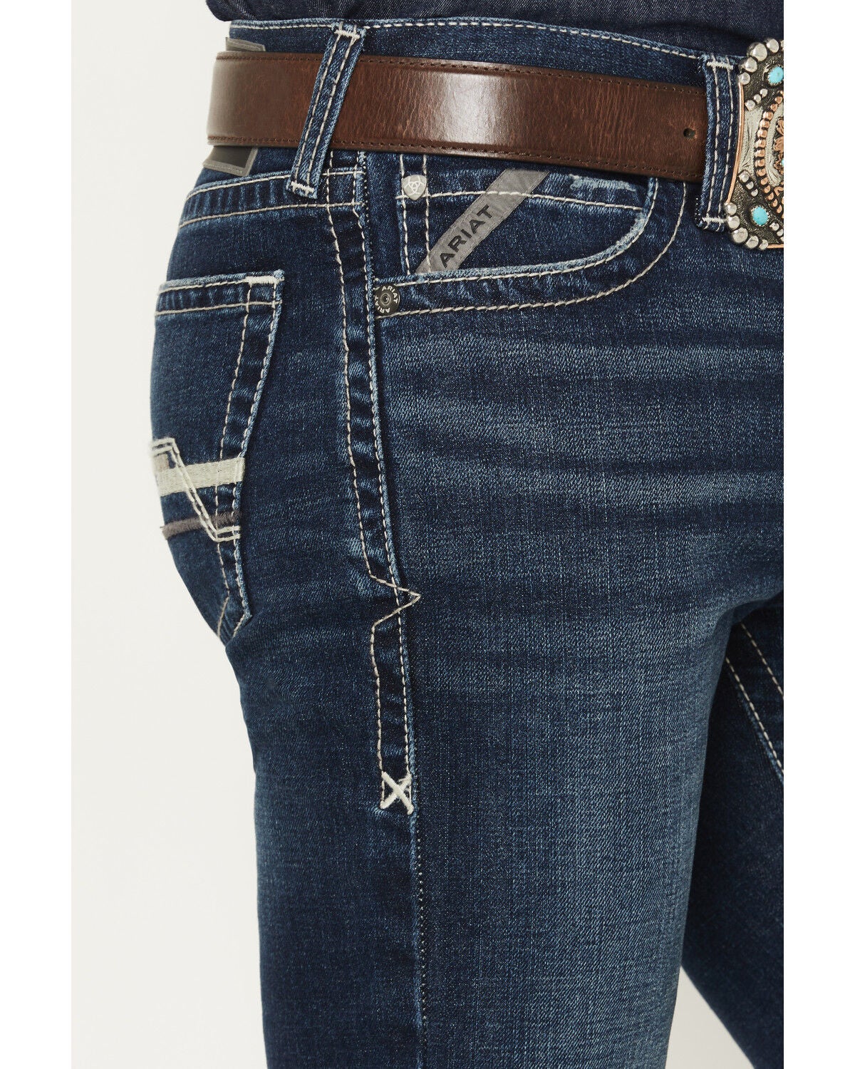 Image #2 - Ariat Men's M8 Hillcrest Matthew Dark Wash Modern Slim Straight Stretch Denim Jeans, Dark Wash, hi-res