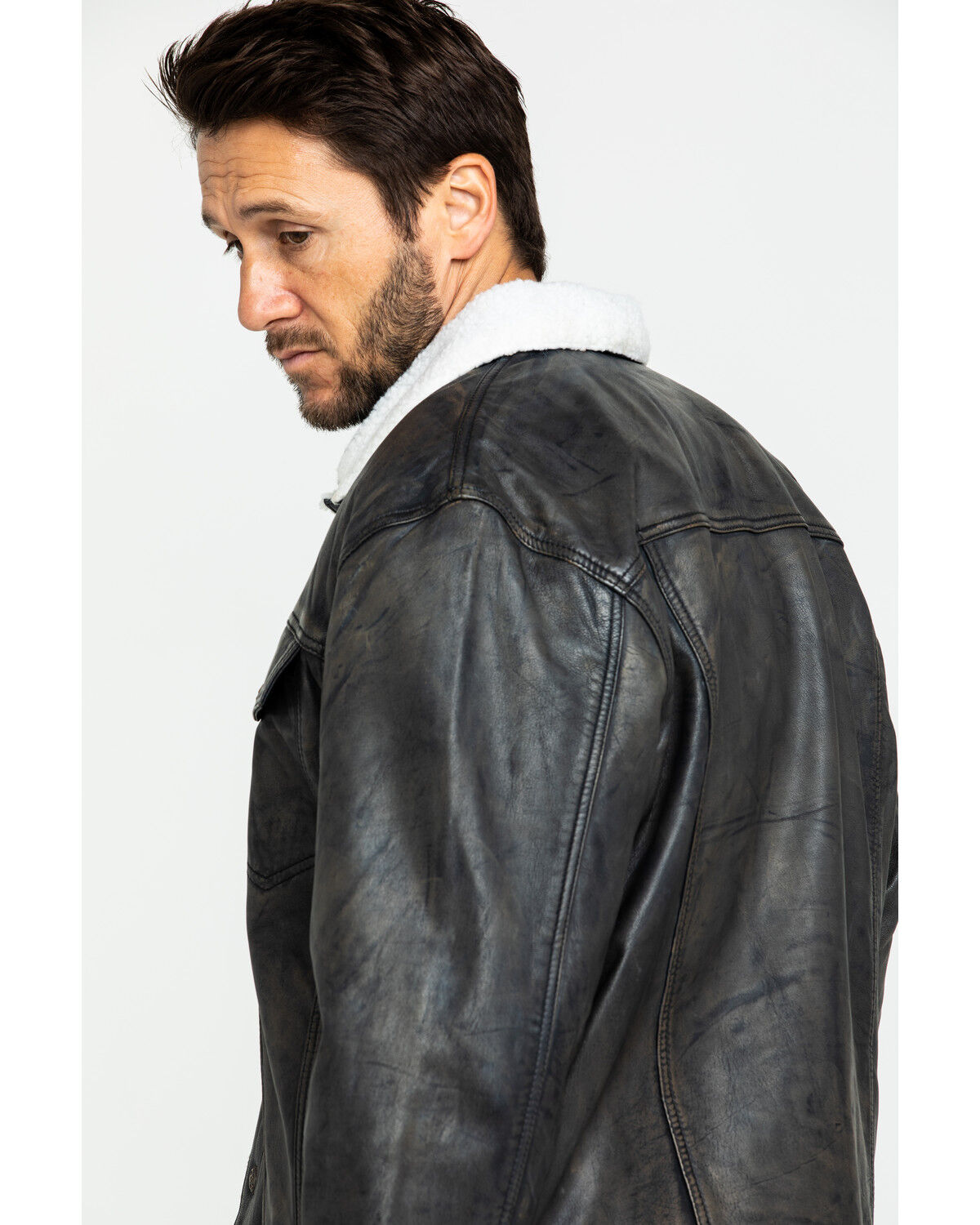Image #5 - Cripple Creek Men's Concealed Carry Sherpa Lined Leather Jacket, Black, hi-res