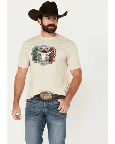 Cowboy Hardware Men's Mexico Buckle Short Sleeve T-Shirt, Sand, hi-res