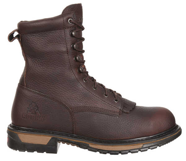 Rocky Men's Original Ride Waterproof Western Lacer Boots - Safety Toe, Dark Brown, hi-res