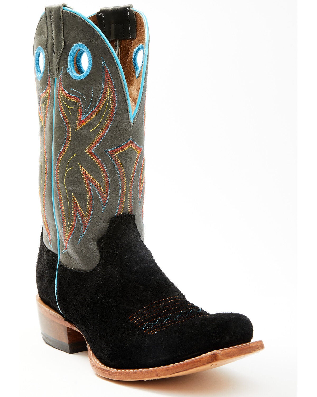 RANK 45&reg; Men's Saloon Roughout Western Boots - Square Toe, Black, hi-res