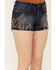 Image #2 - Shyanne Women's Dark Medium Wash Mid Rise Embroidered Stretch Denim Shorts, Dark Medium Wash, hi-res