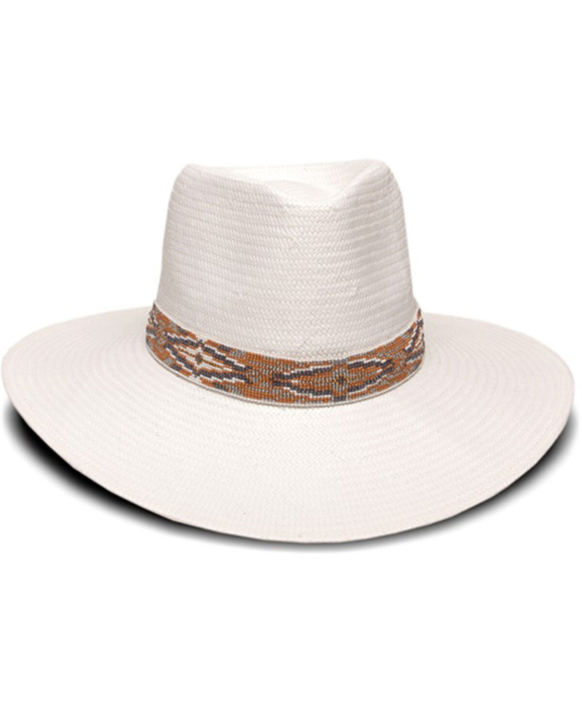 Image #1 - Nikki Beach Women's White Dove Straw Western Fashion Hat, White, hi-res