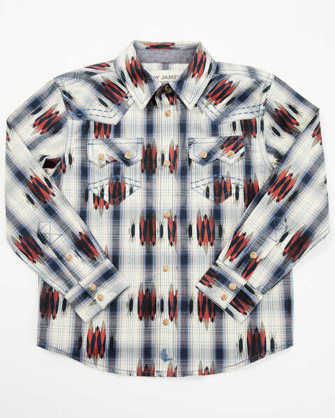 Cody James Toddler Boys' Zion Sunset Plaid Print Long Sleeve Snap Western Shirt , Red, hi-res