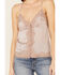 Image #3 - Wishlist Women's Satin Lace Trim Button Down Cami Tank Top, Blush, hi-res