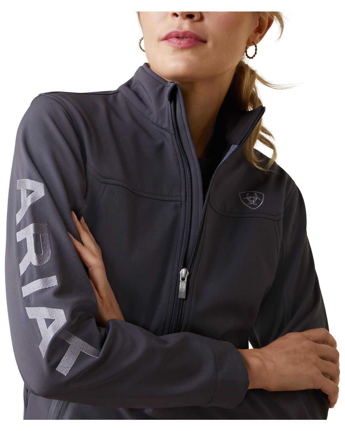 Image #2 - Ariat Women's New Team Softshell Jacket, Grey, hi-res