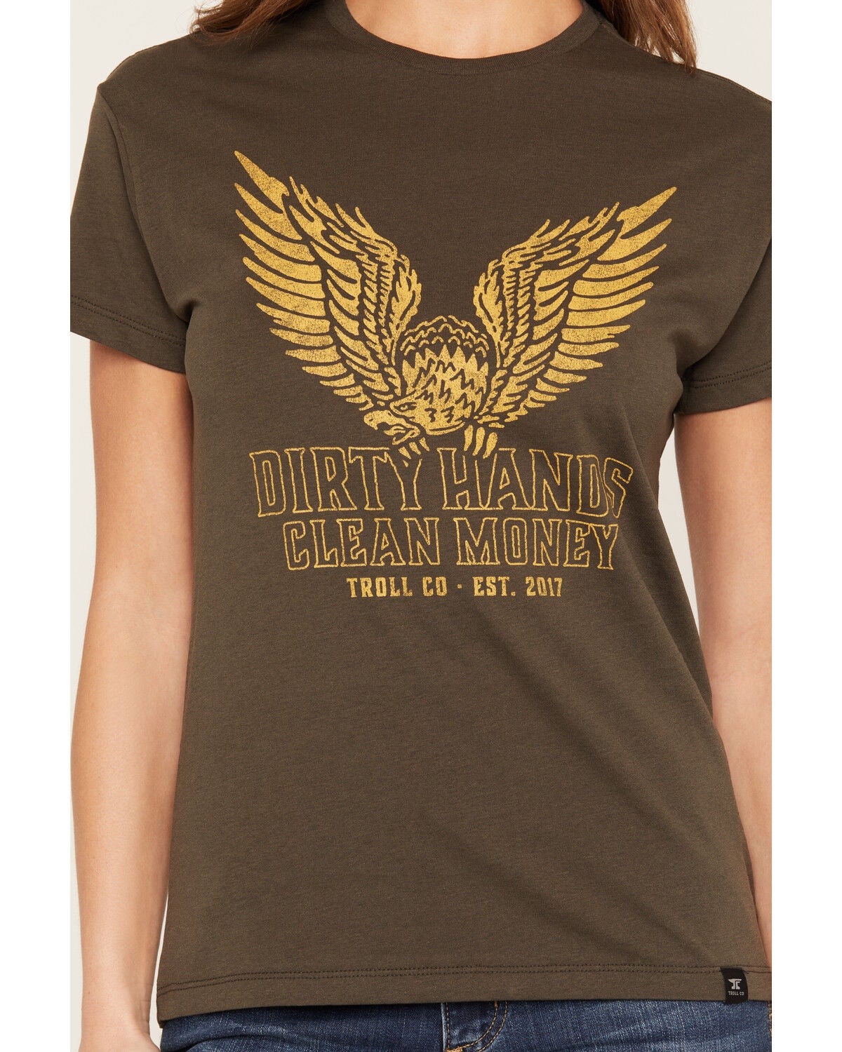 Image #3 - Troll Co Women's DHCM Grounded Short Sleeve Graphic Work Tee, Black, hi-res