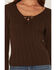 Image #3 - Shyanne Women's Stinner Open V-Neck Sweater, Dark Brown, hi-res