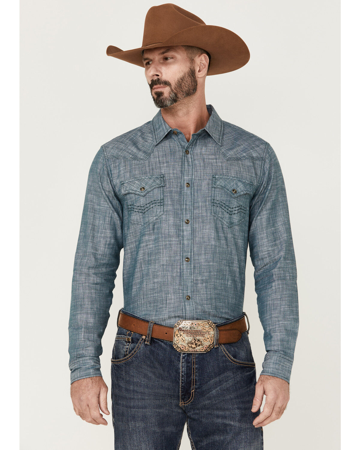 Image #1 - Cody James Men's Hotspot Solid Long Sleeve Snap Western Shirt, Blue, hi-res