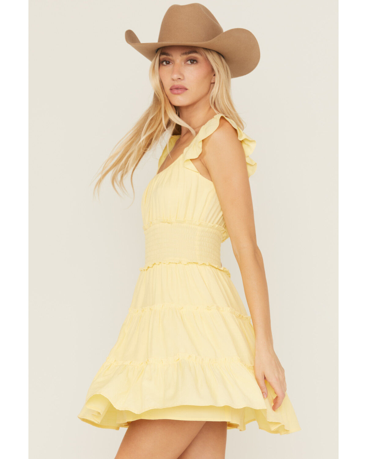 Image #2 - Ash & Violet Women's Smocked Waist Mini Dress, Yellow, hi-res