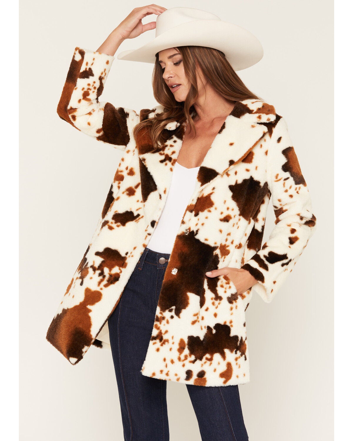 Becca Women's Faux Pony Fur Coat, Multi, hi-res