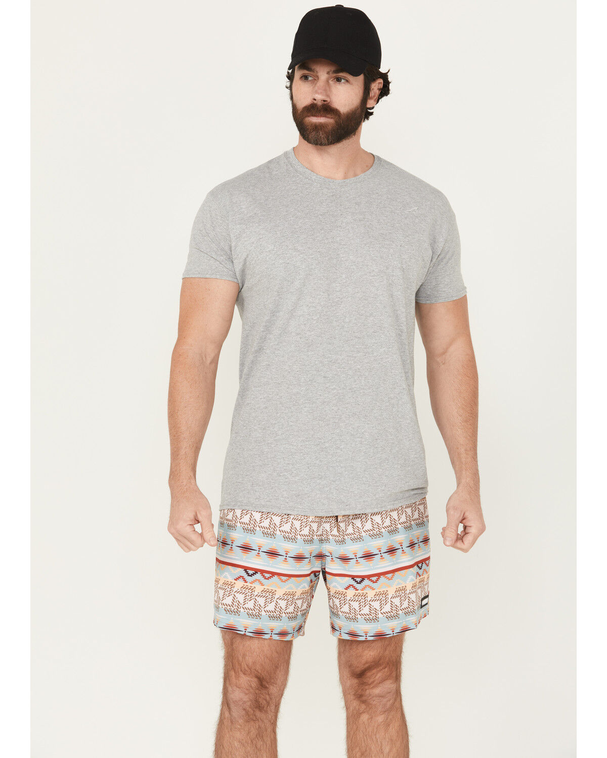 Image #1 - Rock & Roll Denim Men's Southwestern Print Stretch Volley Shorts, Aqua, hi-res