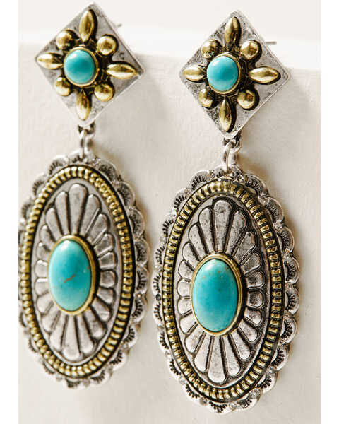 Image #2 - Shyanne Women's Wild Blossom Turquoise Concho Earrings, Multi, hi-res