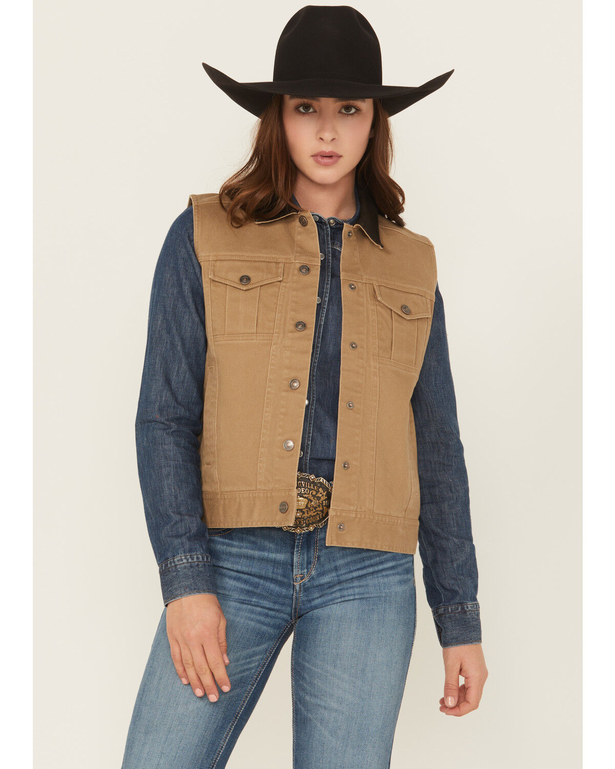 Image #1 - Shyanne Women's Twill Button-Down Utility Vest, Tan, hi-res